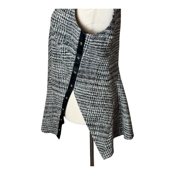 Jason Wu Shirt Women 10 Black Houndstooth Virgin Wool Peplum Top Whimsigoth - Picture 7 of 11